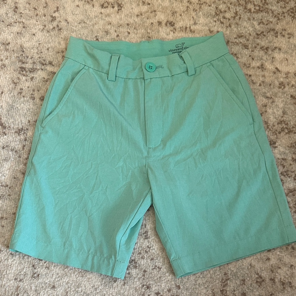 Vineyard Vines Teal Mint Flat Front kid’s Shorts- performance material